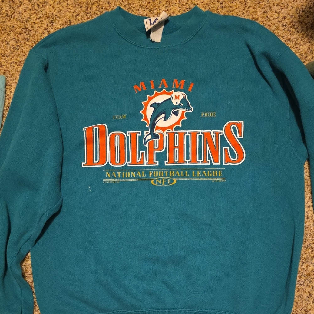 Lee Teal Miami Dolphins Crewneck Sweater